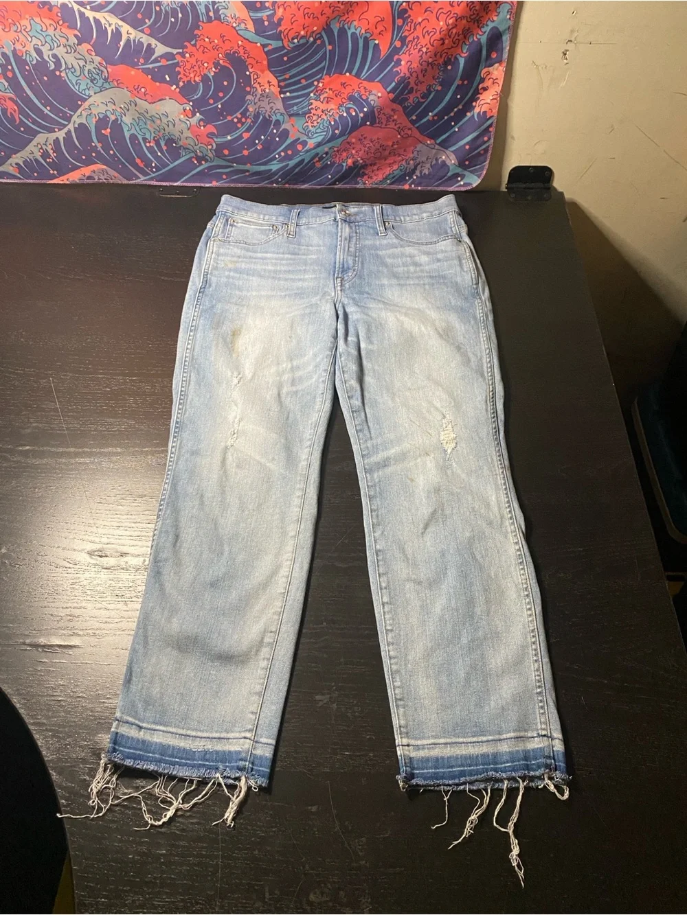 J. Crew Light Blue Distressed Jeans with Frayed Hem